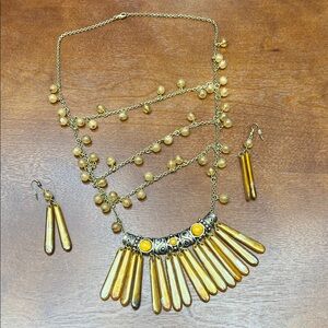 3 Row Color Bar Dangle Beads necklace w earrings